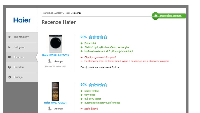 recenze haier