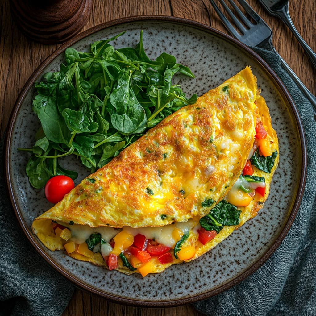 Recept na vaječnou omeletu se zeleninou a sýrem