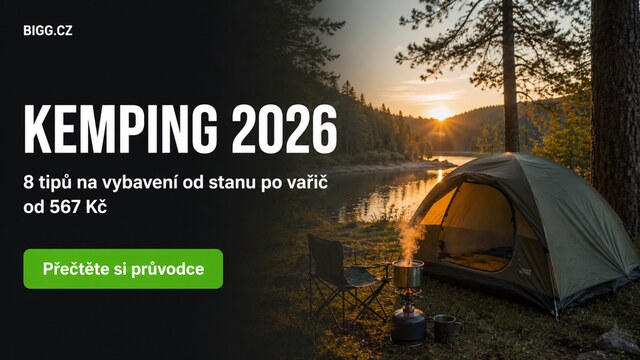 Vybavení na kemping 2026 — stan v přírodě za soumraku