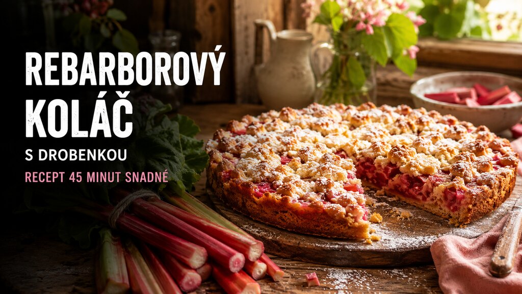 Rebarborový koláč s drobenkou – recept krok za krokem