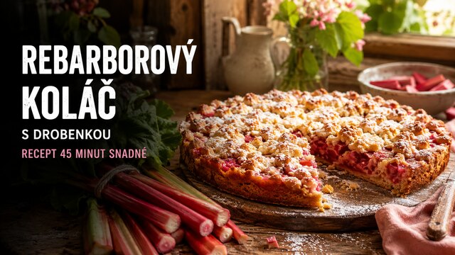 Rebarborový koláč s drobenkou — domácí recept krok za krokem