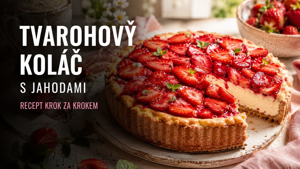 Tvarohový koláč s jahodami – recept krok za krokem