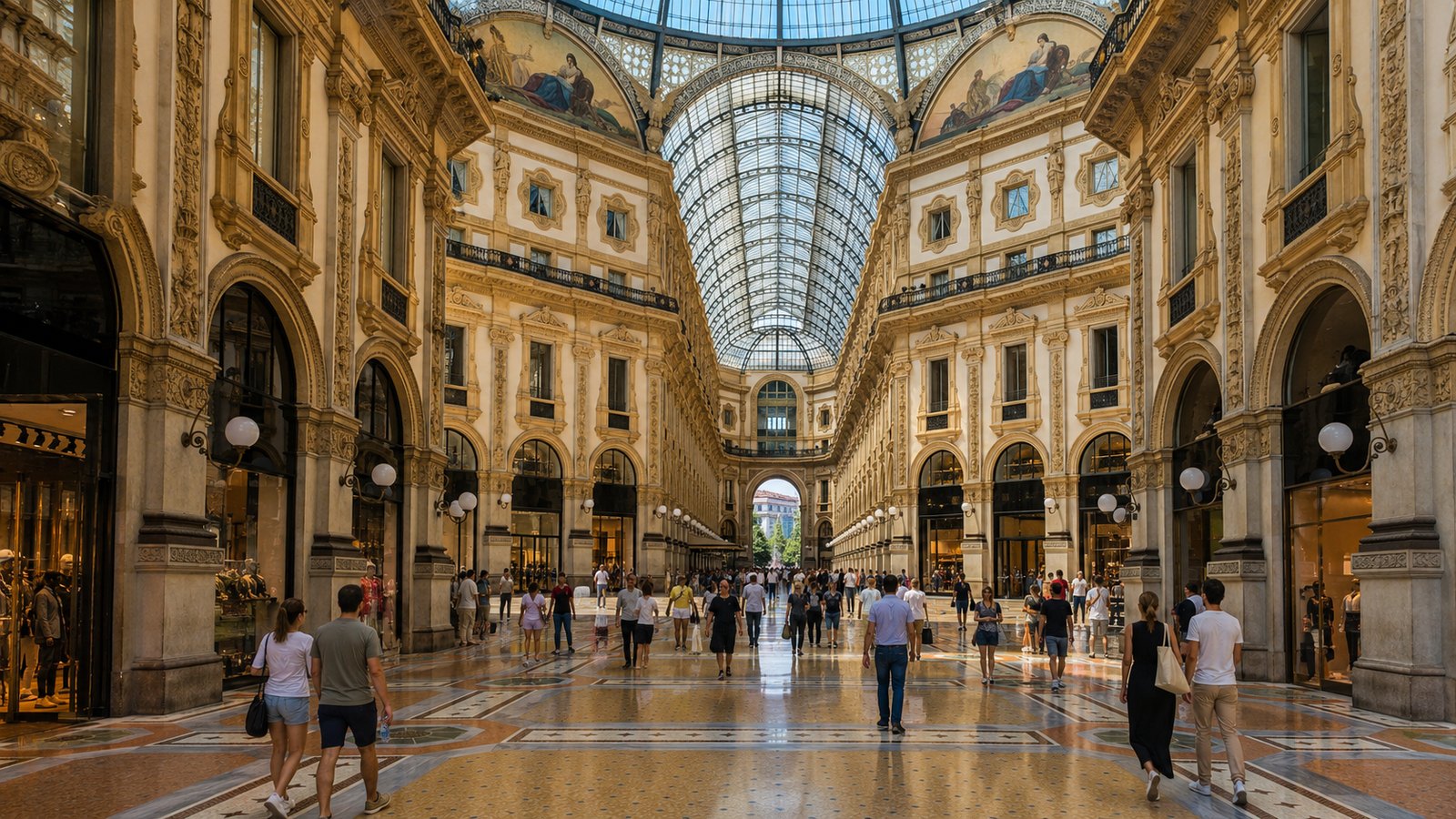 Prosklená nákupní pasáž Galleria Vittorio Emanuele v Miláně