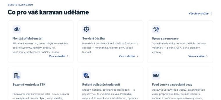Přehled služeb VanServis — montáž příslušenství, servisní údržba, opravy, STK, pojistné události, food trucky