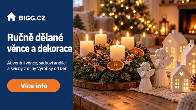 Ručně dělané adventní věnce, sádroví andílci a svícny z dílny Výrobky od Deni