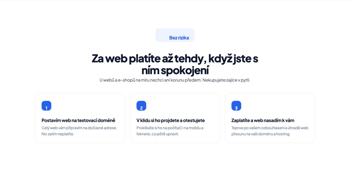 Model „bez rizika“ — za web se platí až po odsouhlasení