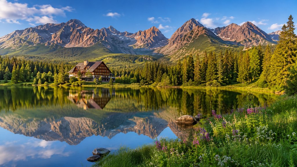 Vysoké Tatry — Štrbské Pleso a granitové vrcholy slovenských velehor