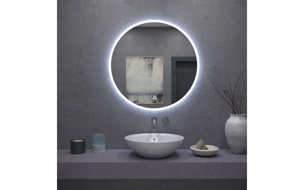 Zrcadlo ⌀60 cm s regulovatelným LED osvětlením HOM-02837