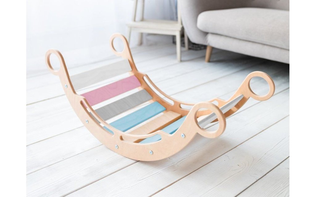 Montessori houpačka s deskami LULU &mdash; balanční dřevěná houpačka pro děti