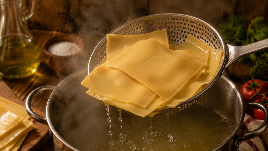 Lasagnové pláty krátce předvařené v osolené vodě, rozložené na utěrce