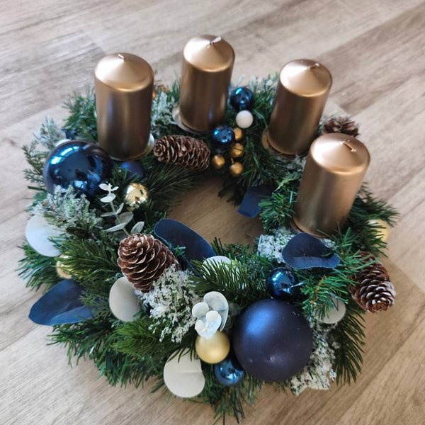 Adventní věnec modro-zlatý